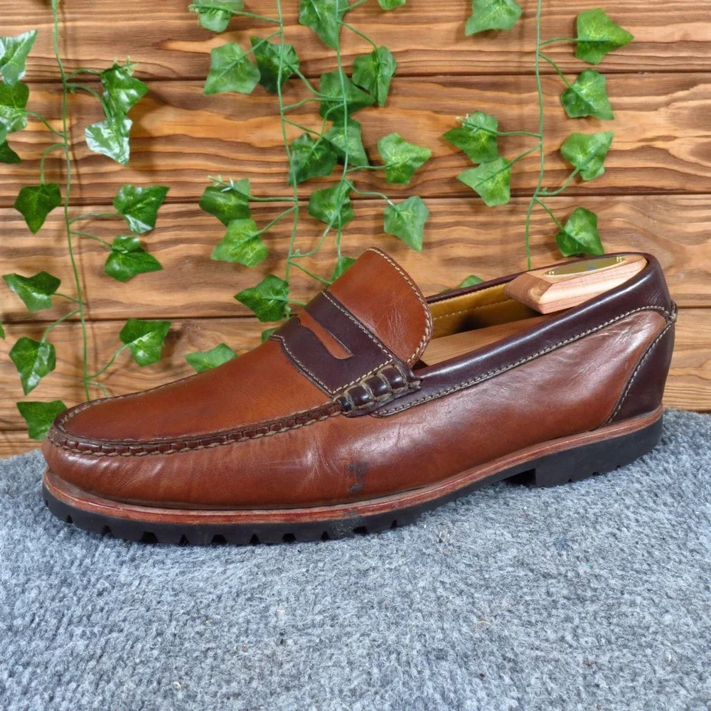 Cole Haan C07895 Mens Penny Loafer Size 10.5 Dress Work Brown Leather Lug Sole